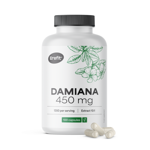 Damiana 450 mg - extracto 10:1, 100 cápsulas